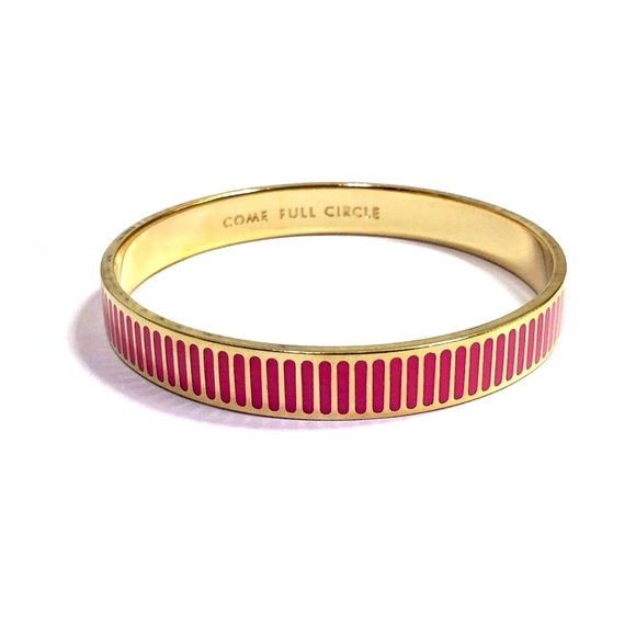 Kate Spade Full Circle Striped Pink Gold Bangle - Picture 2 of 3